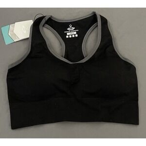 NWT HeathYoga Women's Black Sports Bra Padded Size L Large Racerback